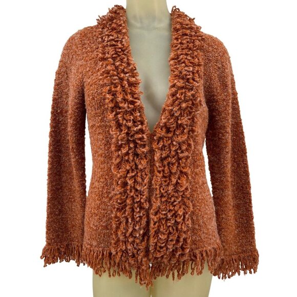 Liz Claiborne Sweaters - Liz Claiborne Villager Cardigan￼ Wool  Sweater Orange Loopy Yarn Size Medium
